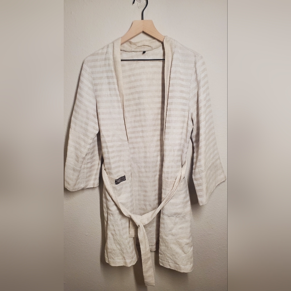 MARTINA Buranolace Venetian Striped Beige Women's Exclusive Luxury Robe
